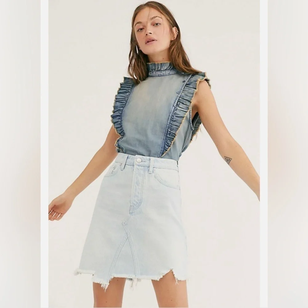 We the Free by Free People Going Rogue Patched Mini Skirt in Tidal Wave 29